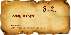 Bóday Kinga névjegykártya